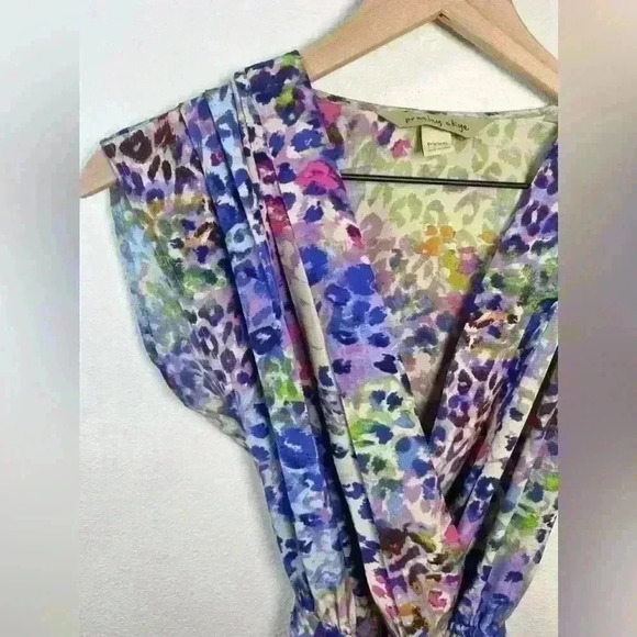 Presley Skye Silk Watercolor Dot Faux Wrap Dress Size PXXS - Picture 5 of 15